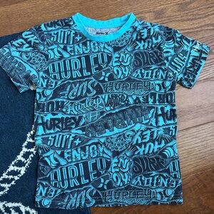 Hurley Blue and Black Kids Short Sleeve Tee